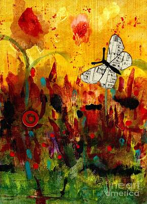 Abstract Landscape Mixed Media - Singing Butterfly by Angela L Walker