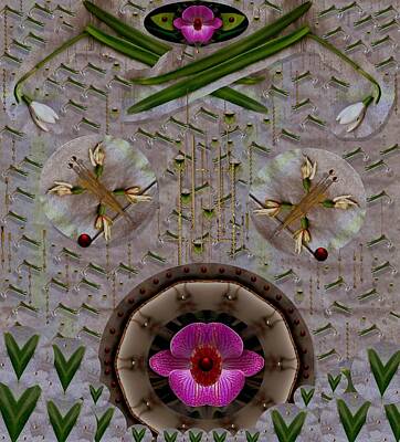 Abstract Landscape Mixed Media - Snow Flowers And Orchids In Heavenly Wisdom by Pepita Selles