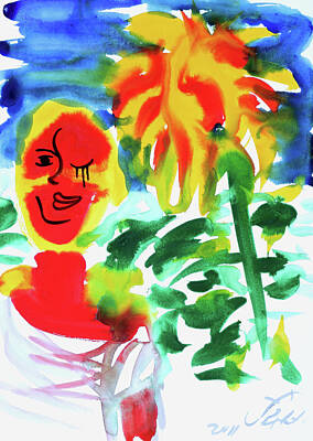 Sunflowers Paintings - Sunflower Girl 1 by Jorge Berlato