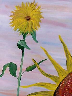 Whimsical Bird Paintings - Sunflower by Mark Moore
