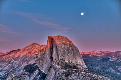 Vintage Uk Posters - Sunset Half Dome Moon by Connie Cooper-Edwards
