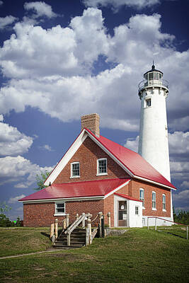 Randall Nyhof Royalty-Free and Rights-Managed Images - Tawas Point Lighthouse in Michigan Number 0007 by Randall Nyhof
