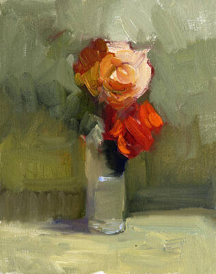 Roses Paintings - The red roses by Sally Rosenbaum