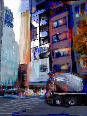 City Scenes Mixed Media Rights Managed Images - Tokyo Cement Truck Royalty-Free Image by Russell Pierce