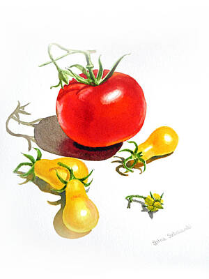 Food And Beverage Paintings - Tomato Dance by Irina Sztukowski