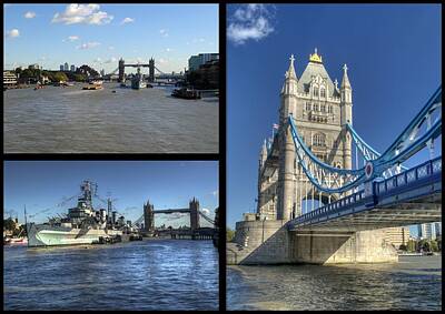 Us State Map Designs Rights Managed Images - Tower Bridge Collage Royalty-Free Image by Chris Day