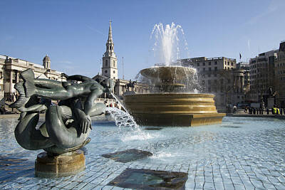 Back To School For Girls - Trafalgar Square Fountains London by David French