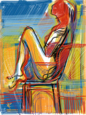 Beach Mixed Media - Woman in Chair by Russell Pierce