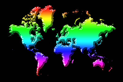 Princess Diana - World Map Rainbow by Andrew Fare