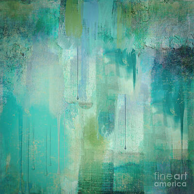 Surrealism Paintings -  Aqua Circumstance Abstract by Mindy Sommers