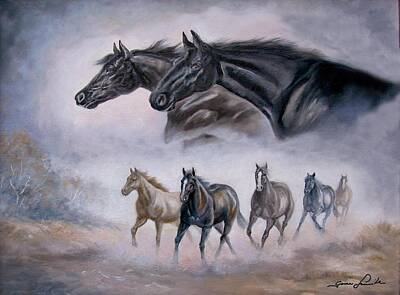Animals Paintings -  Horse Painting Distant Thunder by Regina Femrite