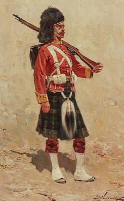Wine Down Rights Managed Images - A Private In The Gordon Highlanders Royalty-Free Image by Herman Willem