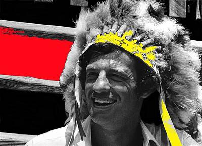 Recently Sold - Celebrities Photos - Actor Jean-paul Belmondo As A Bogus Native American Love Is A Funny Thing Set Old Tucson  1969 by David Lee Guss