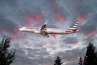 Best Sellers - Landmarks Digital Art - American Airlines Airbus A321 by Airpower Art
