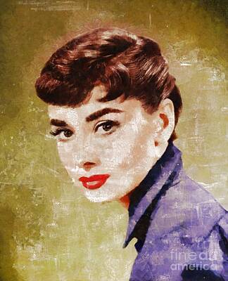 Actors Paintings - Audrey Hepburn by Mary Bassett by Esoterica Art Agency