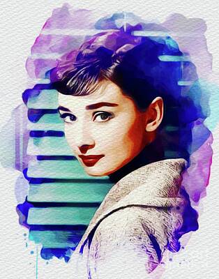 Actors Royalty-Free and Rights-Managed Images - Audrey Hepburn, Vintage Movie Star by Esoterica Art Agency
