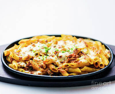 Childrens Room Animal Art - Baked Penne Pasta Bolognaise Bolognese Beef Sauce With Cheese by JM Travel Photography