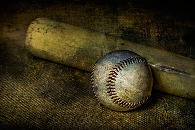 Baseball Royalty Free Images - Baseball and Bat Royalty-Free Image by Erin Cadigan