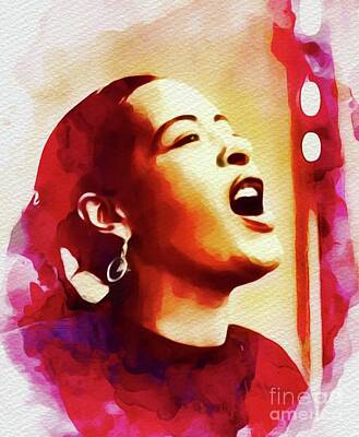 Jazz Painting Royalty Free Images - Billie Holiday, Music Legend Royalty-Free Image by Esoterica Art Agency