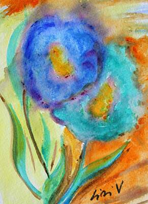 Painting Rights Managed Images - Blue Flowers Royalty-Free Image by Luiza Vizoli