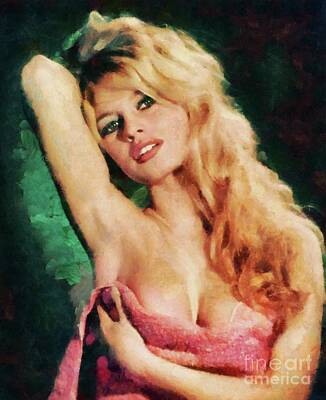 Musicians Painting Royalty Free Images - Brigitte Bardot, Actress Royalty-Free Image by Esoterica Art Agency