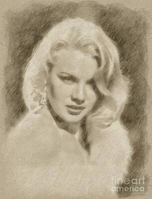 Fantasy Drawings - Carroll Baker Vintage Hollywood Actress by Esoterica Art Agency