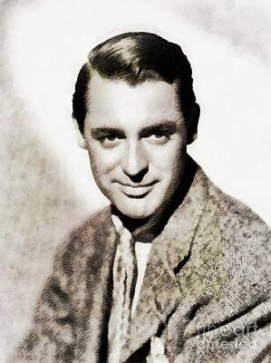 Actors Paintings - Cary Grant, Vintage Actor by Esoterica Art Agency