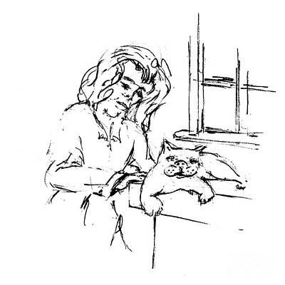 Mammals Drawings - Charles on the counter by Dorothy Hilde