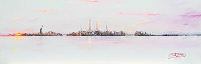 Politicians Paintings - City Sunset by Jack Diamond