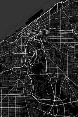 Frank Sinatra Rights Managed Images - Cleveland Ohio USA Dark Map Royalty-Free Image by Jurq Studio