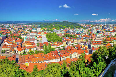 Bon Voyage Royalty Free Images - Colorful Ljubljana aerial panoramic view Royalty-Free Image by Brch Photography