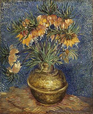 Sunflowers Paintings - Crown Imperial Fritillaries In A Copper Vase by Vincent Van Gogh