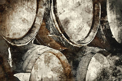 Childrens Rooms Rights Managed Images - Dark Wine Barrels to store vintage wine Royalty-Free Image by Brandon Bourdages