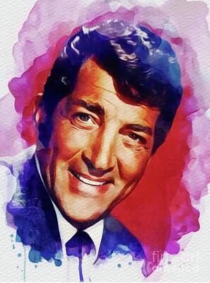 Celebrities Painting Royalty Free Images - Dean Martin, Hollywood Legend Royalty-Free Image by Esoterica Art Agency