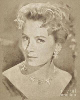 Musicians Drawings - Deborah Kerr, Vintage Hollywood Actress by Esoterica Art Agency