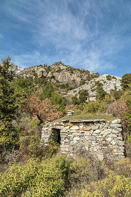 Fun Patterns - Derelict stone buiding in Mountains near Venaco in Corsica by Jon Ingall