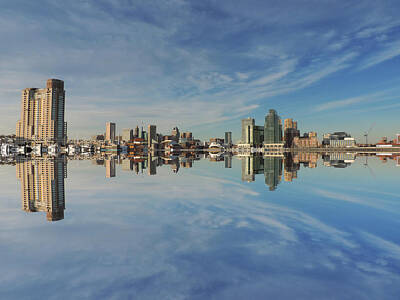 Landmarks Royalty Free Images - Downtown Baltimore Maryland Skyline Reflection Royalty-Free Image by Cityscape Photography