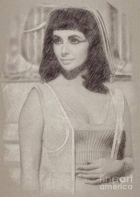 Recently Sold - Actors Drawings - Elizabeth Taylor Hollywood Actress by Esoterica Art Agency