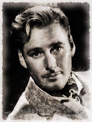Actors Paintings - Errol Flynn Vintage Hollywood Actor by Esoterica Art Agency