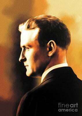 Celebrities Paintings - F. Scott Fitzgerald, Literary Legend by Esoterica Art Agency