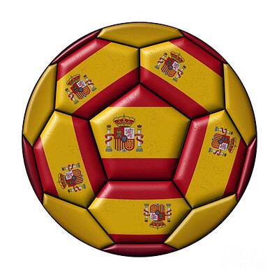 Football Digital Art - Football ball with Spanish flag by Michal Boubin