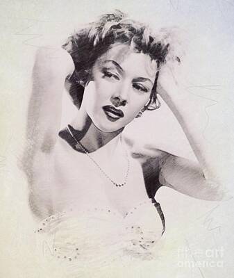 Musicians Digital Art Royalty Free Images - Gloria Grahame, Vintage Actress Royalty-Free Image by Esoterica Art Agency