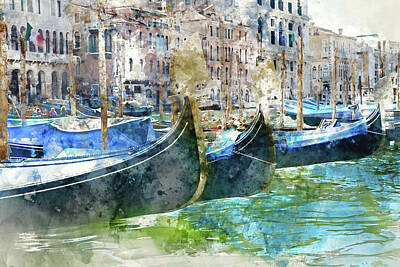 Blooming Daisies Royalty Free Images - Gondola in Venice, Italy Royalty-Free Image by Brandon Bourdages