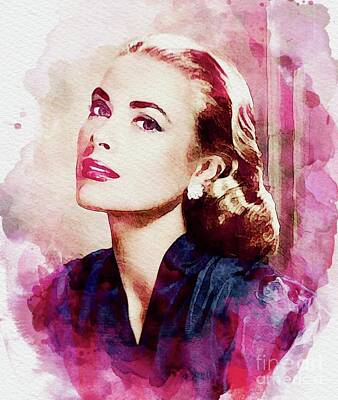 Actors Digital Art - Grace Kelly, Vintage Actress by Esoterica Art Agency