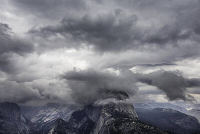 Wine Down Rights Managed Images - Half Dome In Clouds 1053 Royalty-Free Image by Bob Neiman