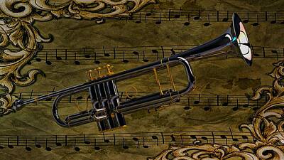 Music Royalty-Free and Rights-Managed Images - Jazz Art Trumpet by Louis Ferreira
