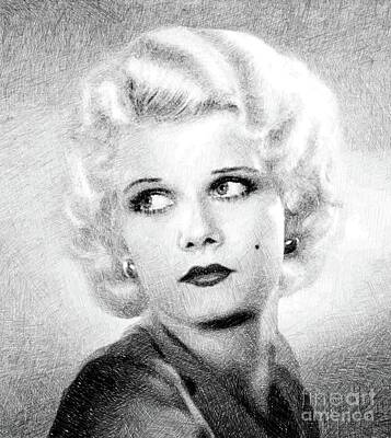 Musicians Drawings Royalty Free Images - Jean Harlow by John Springfield Royalty-Free Image by Esoterica Art Agency