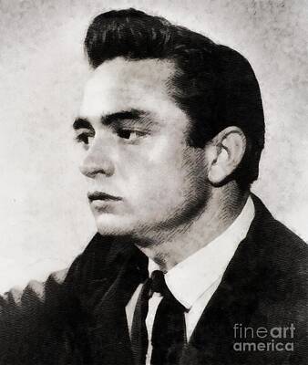 Rock And Roll Royalty-Free and Rights-Managed Images - Johnny Cash, Singer by Esoterica Art Agency