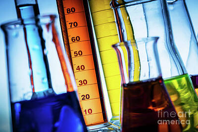 Western Buffalo - Laboratory glass filled with colorful substances. by Michal Bednarek