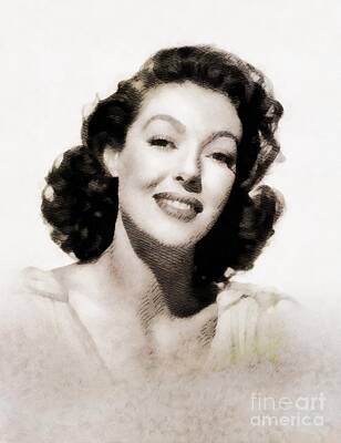 Vintage State Flags - Loretta Young, Vintage Actress by John Springfield by Esoterica Art Agency